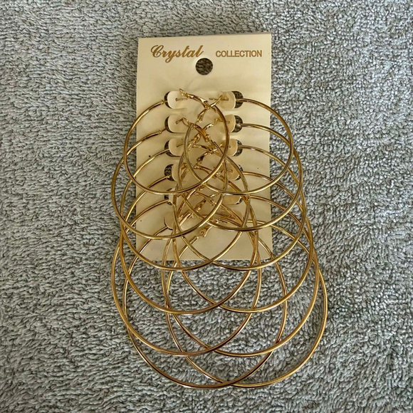 N/A Jewelry - Crystal Collection Gold-Tone Hoop Earrings Set (Multi-Pair) for fashion only